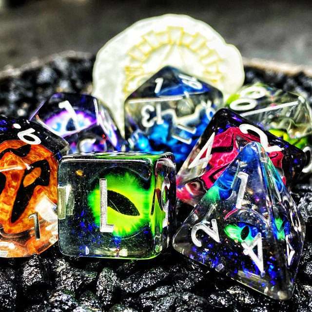 Sage's Bottled Rainbow Dragon Eyes Resin Polyhedral Dice Set image 10