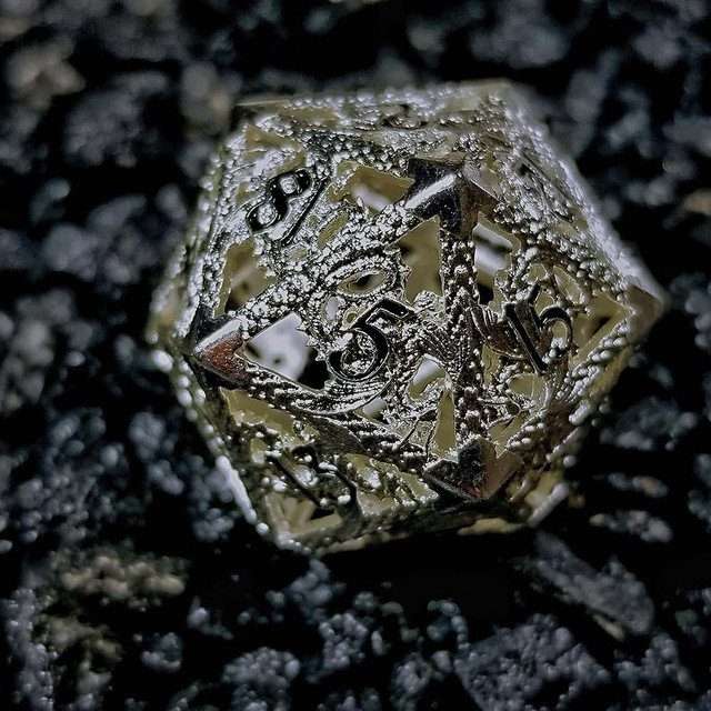 Sage's Dragonstones - Silver Noble Dragon Hollow Metal Polyhedral Dice Set image 33