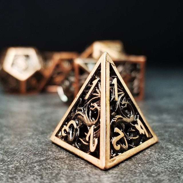 Sage's Dragonstones - Elder Dragon Copper Hollow Metal Polyhedral Dice Set image 12