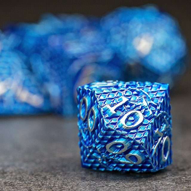 Sage's Dragonscales Blue/Silver Metal Polyhedral Dice Set image 4