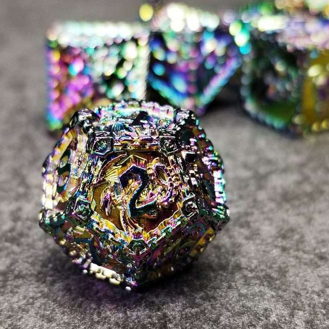 Sage's Dragonstones - Mystic Wyvern Rainbow Metal Polyhedral Dice Set image 3