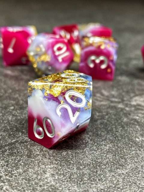 Sage's Geomancy Red/Magenta Sharp Edge Resin Dice Set image 4