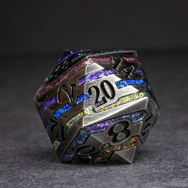 Sage's Dimension Stones - 33mm Silver D20 Metal Die image 0