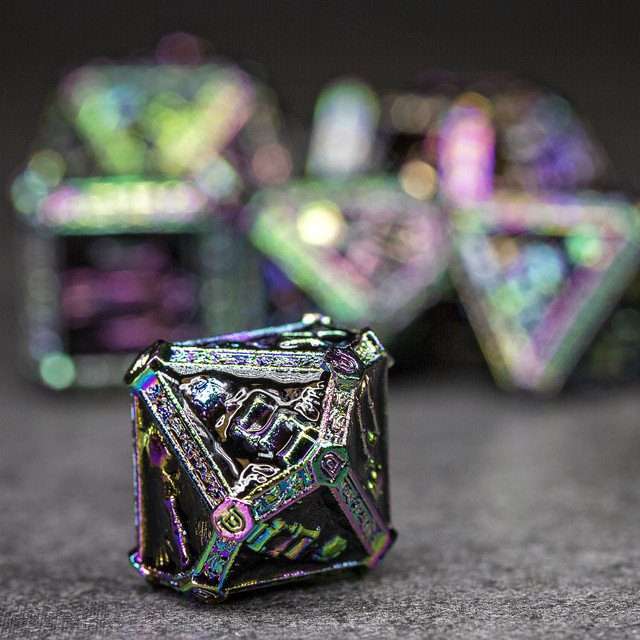 Sage's Lich's Phylactery Black/Rainbow Metal Polyhedral Dice Set image 6