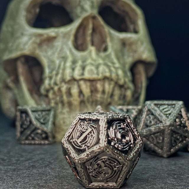 Sage's Anthems - Ancient Silver Metal Polyhedral Dice Set image 7