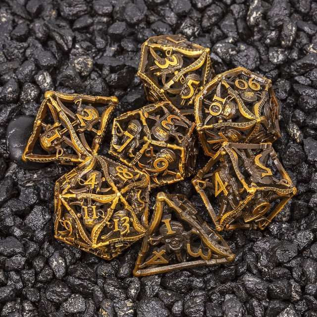 Sage’s Corsairs Copper Blade Hollow Metal Dice Set image 2