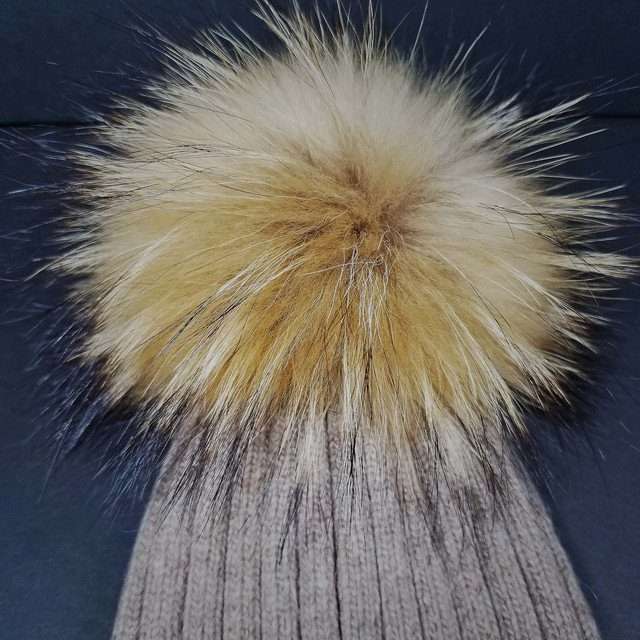 Sage’s Cap – Mocha Wool Beanie with Raccoon Pompom image 7