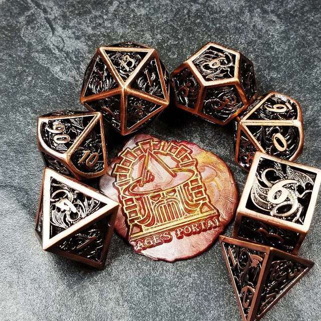 Sage's Dragonstones - Elder Dragon Copper Hollow Metal Polyhedral Dice Set image 22