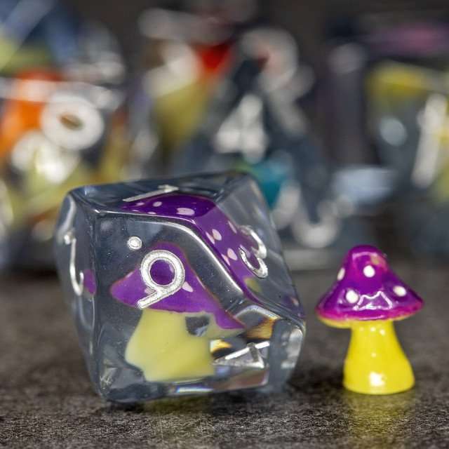 Sage's Familiars - Rainbow Magic Shrooms Resin Dice Set image 3