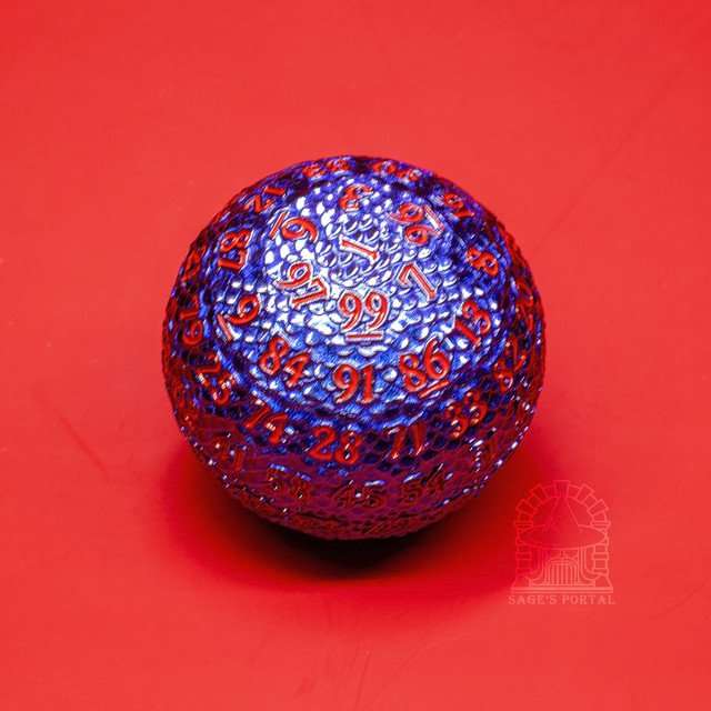 Sage’s Dragon Egg Purple/Blue d100 Metal Dice image 6