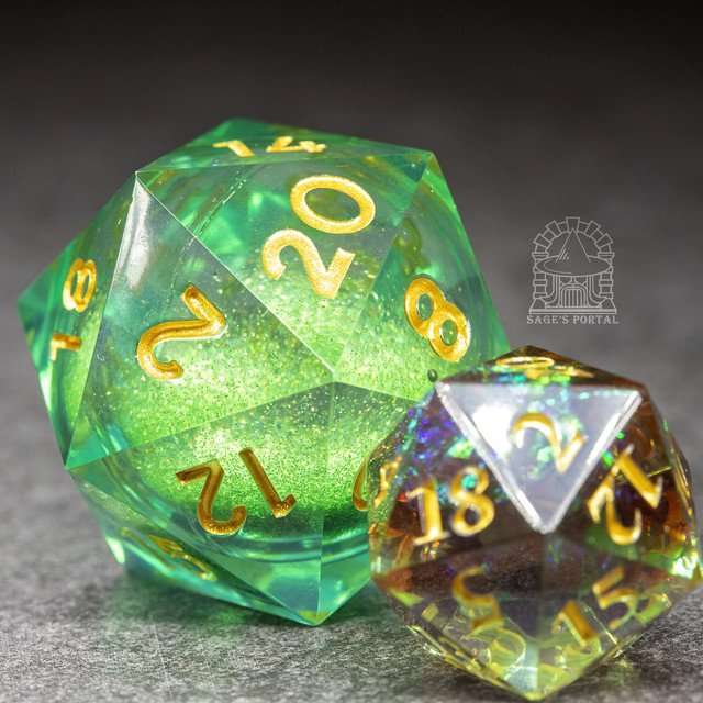 Sage's Spirits - 33mm Nature Spirit Liquid-Core D20 Sharp Edge Resin Dice image 6