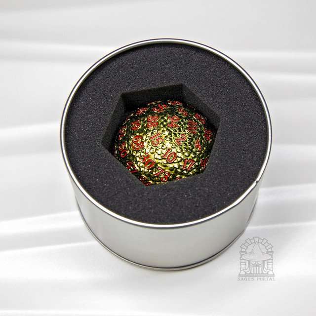 Sage’s Dragon Egg Green/Yellow d100 Metal Dice image 3