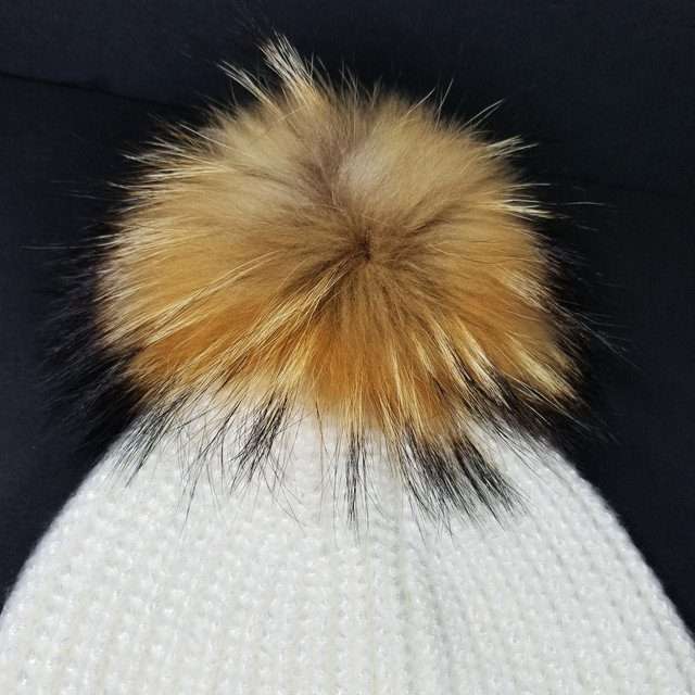 Sage’s Cap – White Knit Beanie with Raccoon Pompom image 11