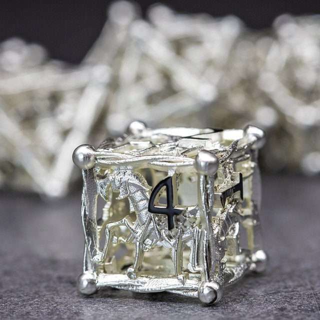 Sage's Ankeg Magical Creature Silver Hollow Metal Polyhedral Dice Set image 5