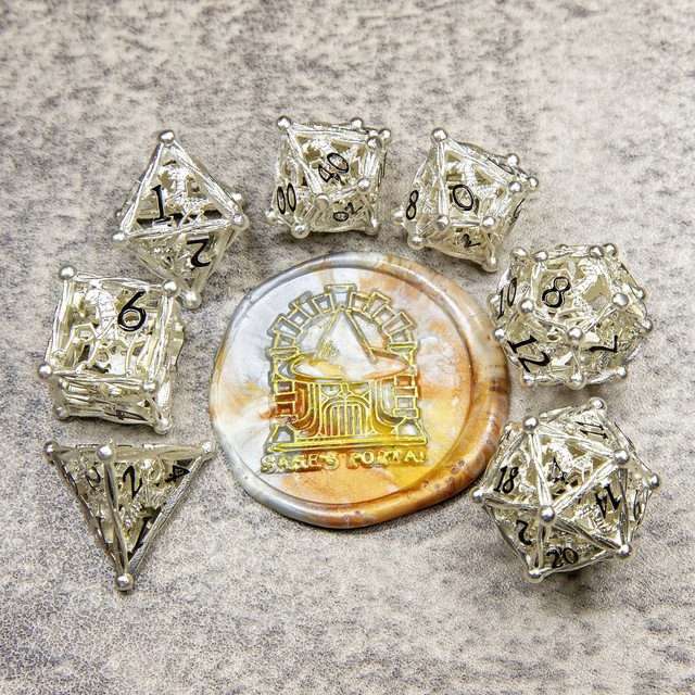 Sage's Ankeg Magical Creature Silver Hollow Metal Polyhedral Dice Set image 9