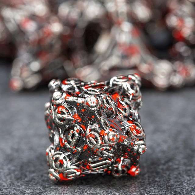 Sage’s Finials Silver Carnage Metal Polyhedral Dice Set image 5