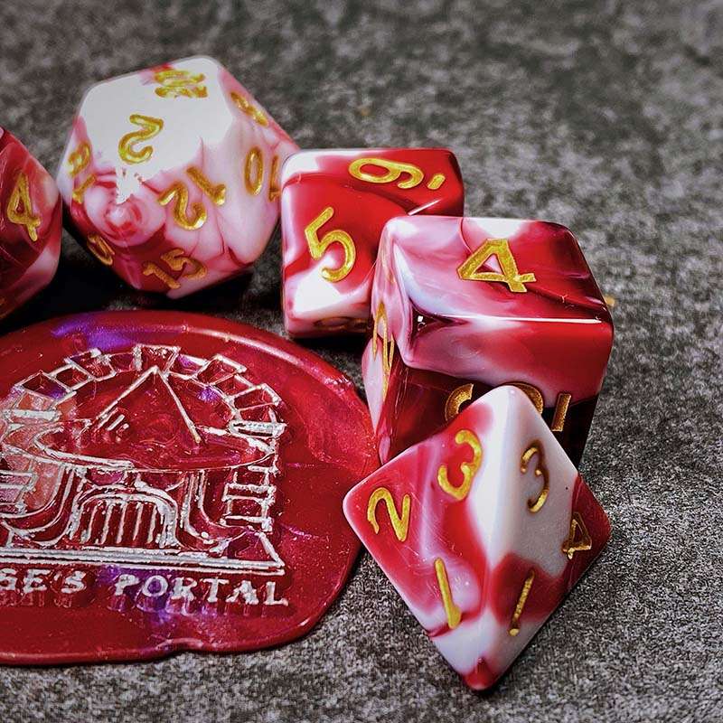 Sage's Stones - Red/White Acrylic Polyhedral Dice Set image 11