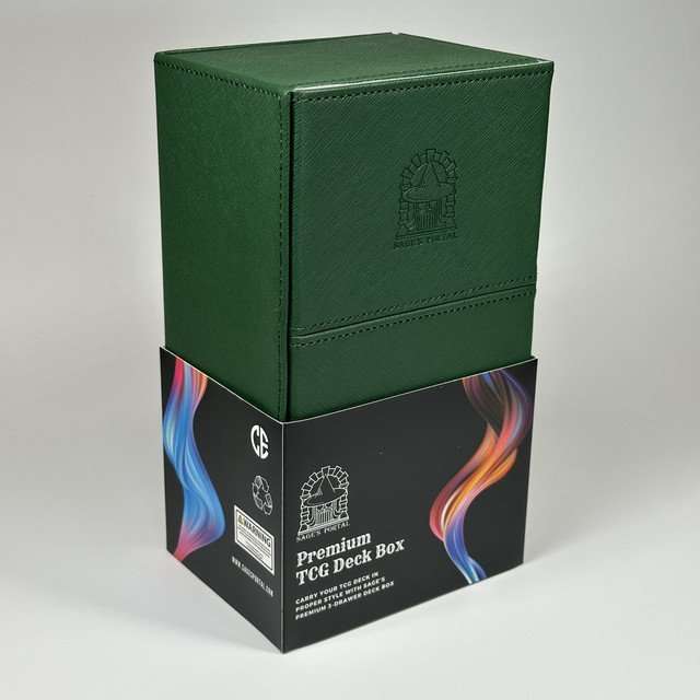 Sage's Premium 3 Drawer Deck Storage Box for TCG, Dice, Jewelry  200mm x 115mm x 90mm - Forest Green image