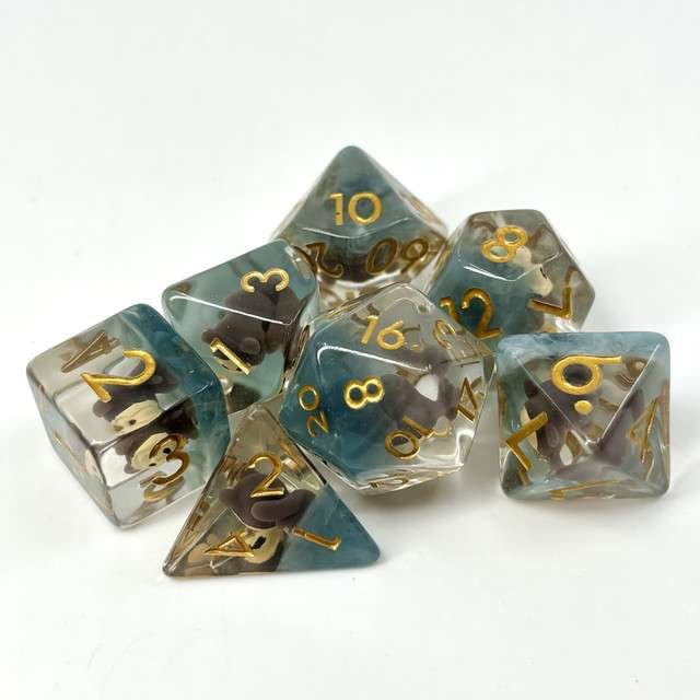 Chipmunk DND Resin Dice Set | Sage's Familiars + Optional Matching Figurine | Forest Animals Polyhedral Dice - Sage's PortalResin Dice Set