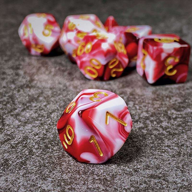 Sage's Stones - Red/White Acrylic Polyhedral Dice Set image 6