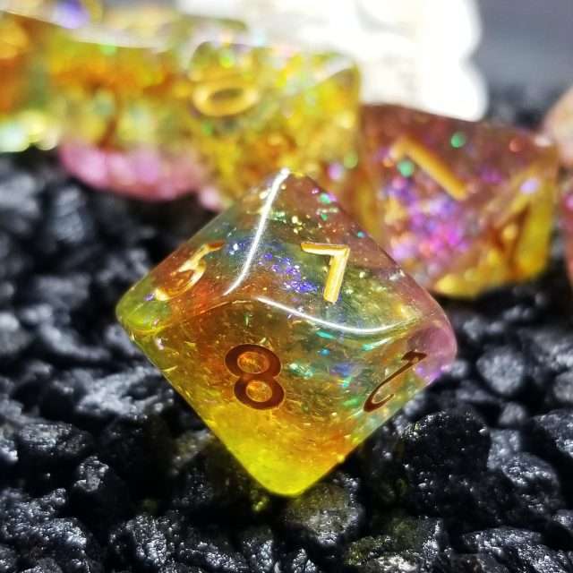 Sage’s Cantrips - Prismatic Spray Resin Polyhedral Dice Set image 4