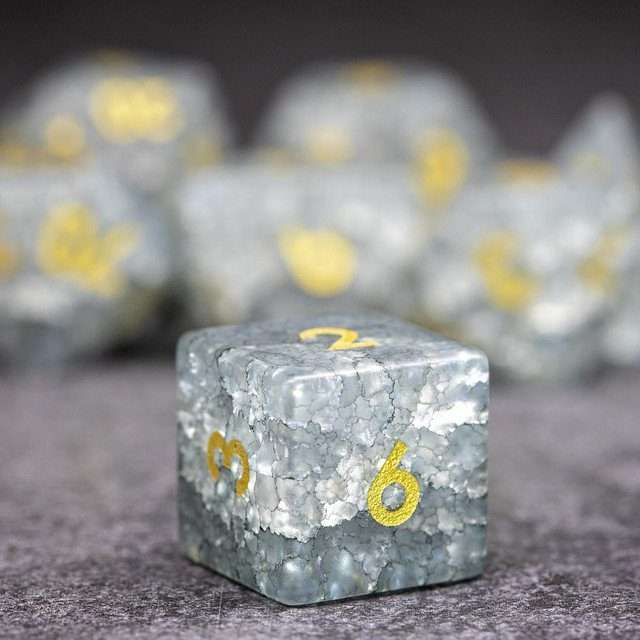 Sage's Kaleidoscopes White/Mica Cracked Glass Frosted Finish Polyhedral Dice Set image 7