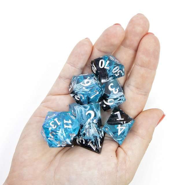 Sage's Ice Flames Sharp Edge Resin Polyhedral Dice Set image 11