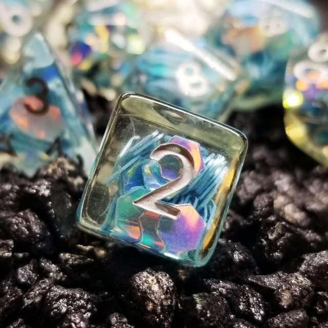 Sage’s Cantrips - Unbound Creation Aquamarine Resin Polyhedral Dice Set image 6