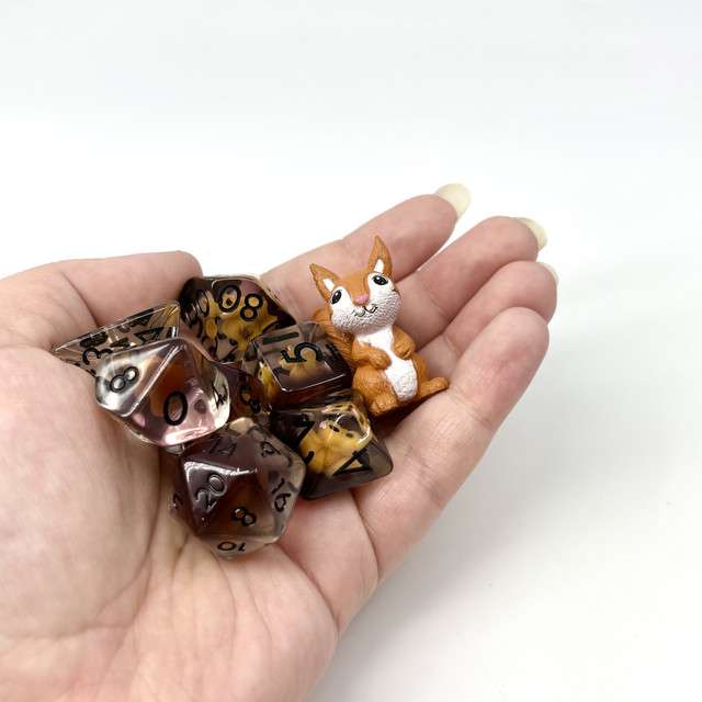 Sage's Baby Squirrel Familiar Resin Polyhedral Dice Set image 3