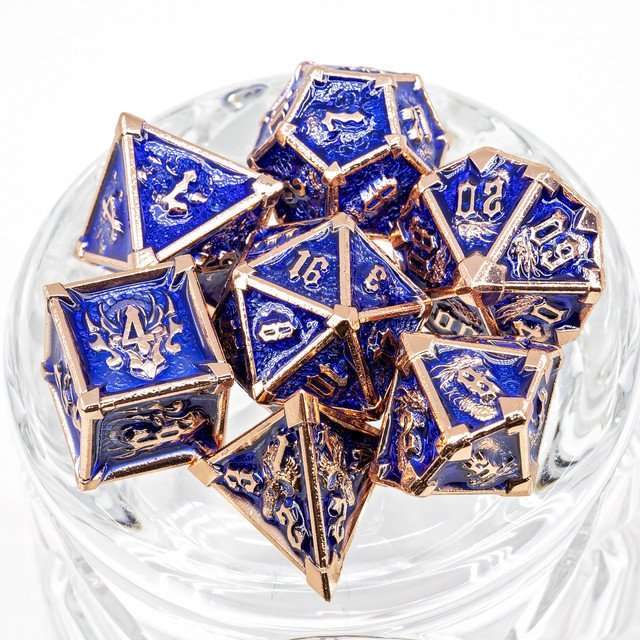 Sage's Grave Fortune Cobalt Death Metal Polyhedral Dice Set image 1