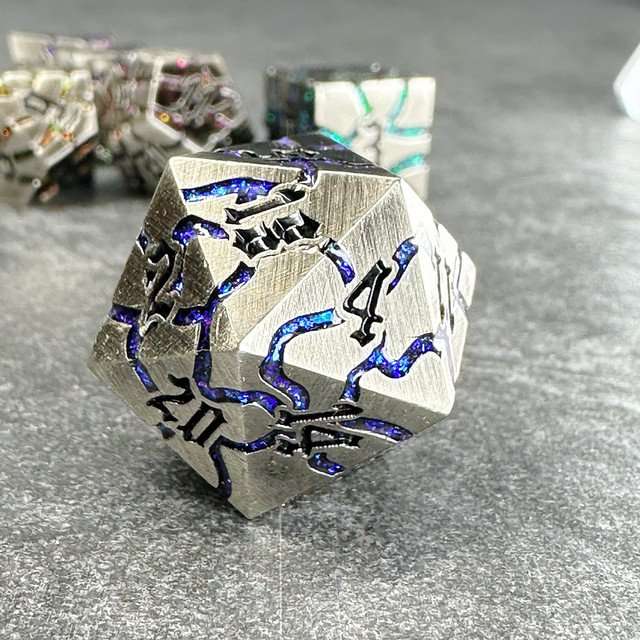 Sage's Warp Stones Antique Silver Galaxy Metal Polyhedral Dice Set image 9