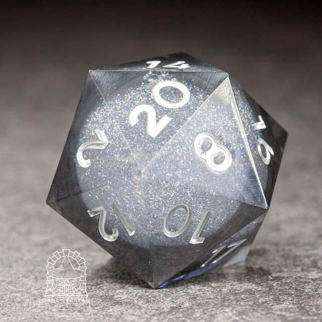 Sage's Spirits - 33mm Nocturnal Spirits Liquid-Core D20 Sharp Edge Resin Dice image 0