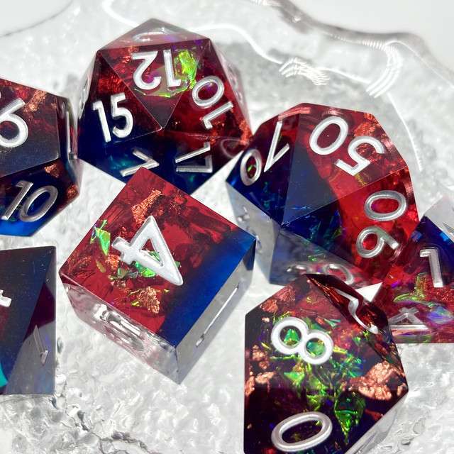 Sage's Enchanted Rainbow Crystals - Sharp Edge Resin Polyhedral Dice Set image 0