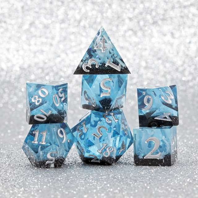 Sage's Ice Flames Sharp Edge Resin Polyhedral Dice Set image 14