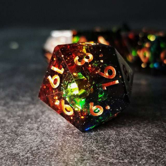 Sage's Enchanted Crystals Cola/Green/Blue Sharp Edge Resin Dice Set image 32