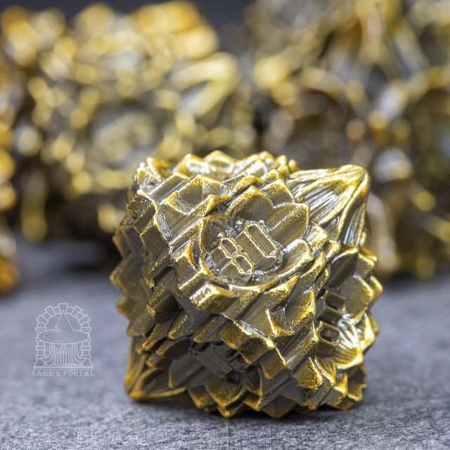 Sage's Deadly Lotus Autumn's Kiss Metal Polyhedral Dice Set image 5
