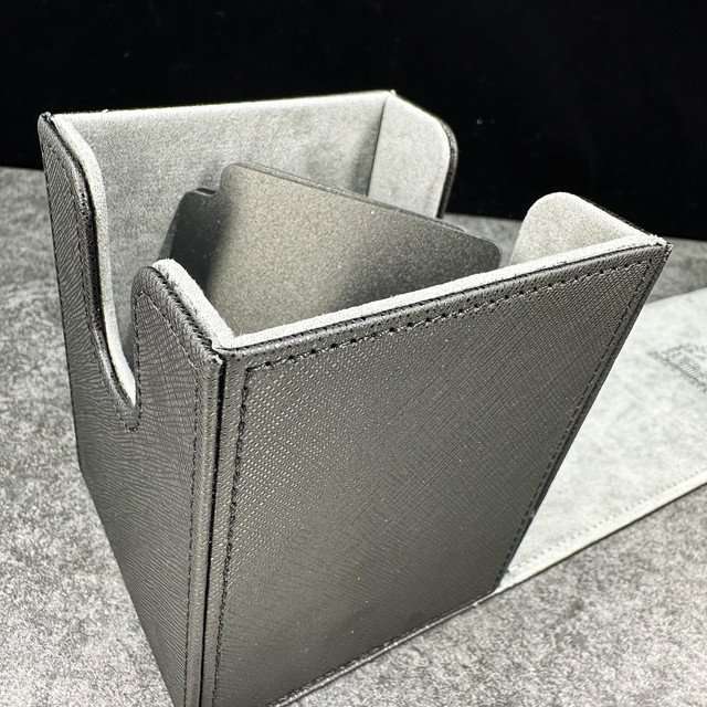 Sage's Premium Deck Storage Box for TCG, Dice, 105mm x 95mm x 82mm - Black/Gray image