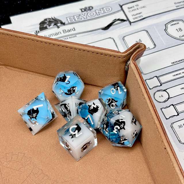 Sage's Kindred Companions Void Cat Sharp Edge Resin Dice Set image 5