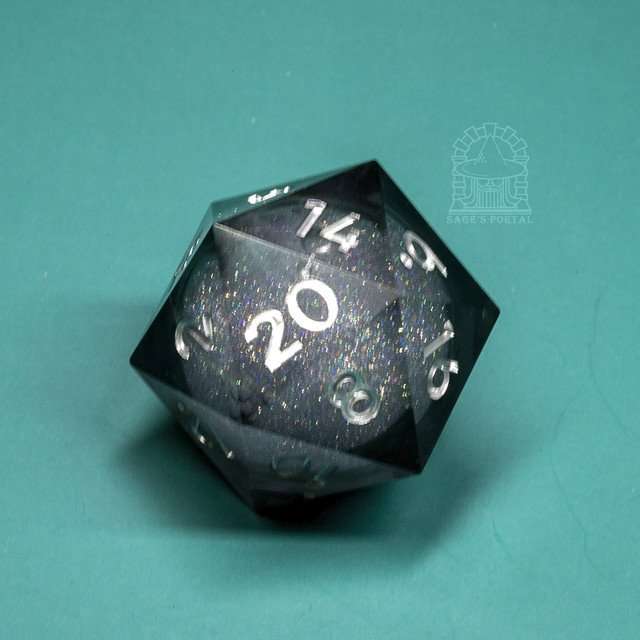 Sage's Spirits - 33mm Nocturnal Spirits Liquid-Core D20 Sharp Edge Resin Dice image 3