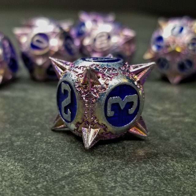 Sage's Enchanted Morningstar Purple/Blue Metal Polyhedral Dice Set image 5