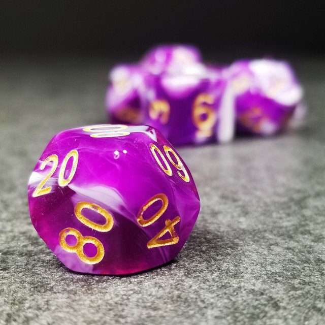 Sage's Stones - Purple/White Gold Ink Acrylic Polyhedral Dice Set image 8
