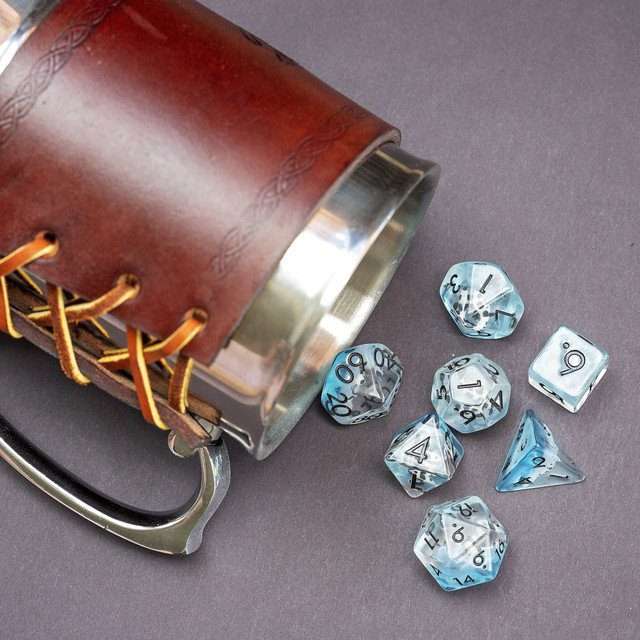 Sage's Familiars - Blue White/Black Fish Familiar Resin Polyhedral Dice Set image 14