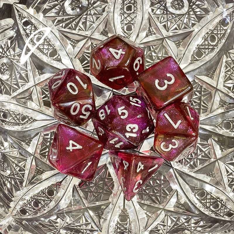 Sage's Shards - Pink/Purple/Orange Glitter Polyhedral Dice Set image 17