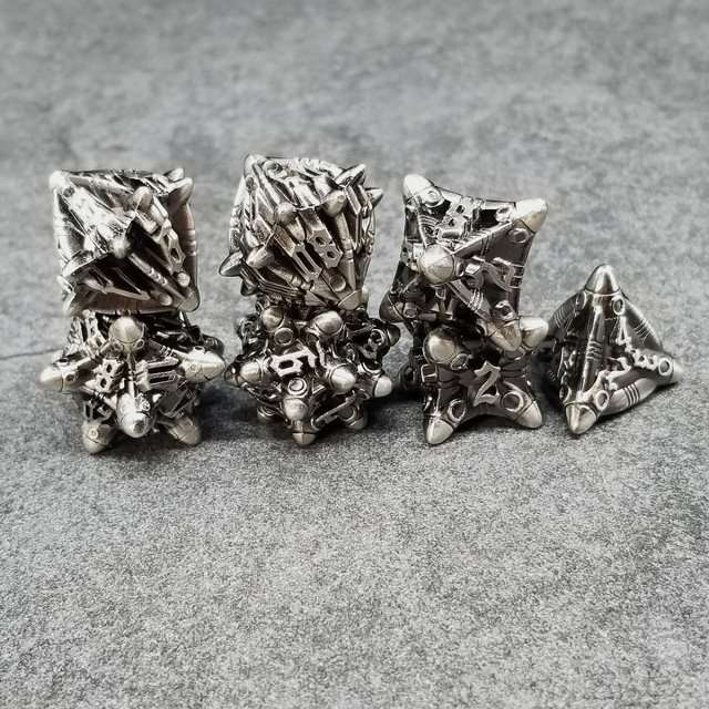 Sage’s Starships Antique Silver Metal Polyhedral Dice Set image 10