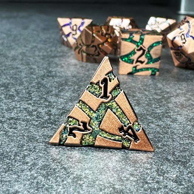 Sage's Warp Stones Copper Galaxy Metal Polyhedral Dice Set image 3