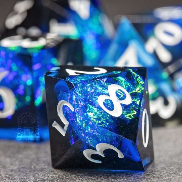 Sage's Crystals - Cobalt Sharp Edge Resin Polyhedral Dice Set image 6