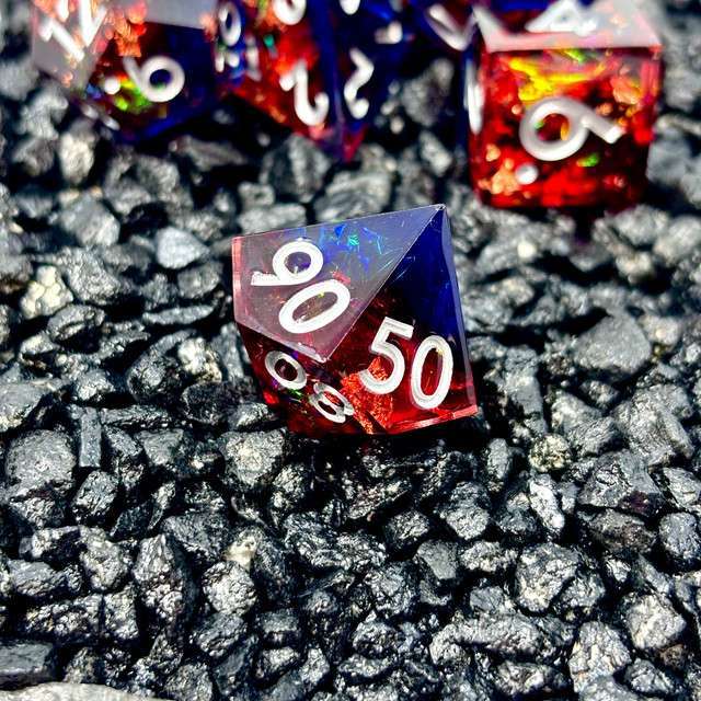 Sage's Enchanted Rainbow Crystals - Sharp Edge Resin Polyhedral Dice Set image 9