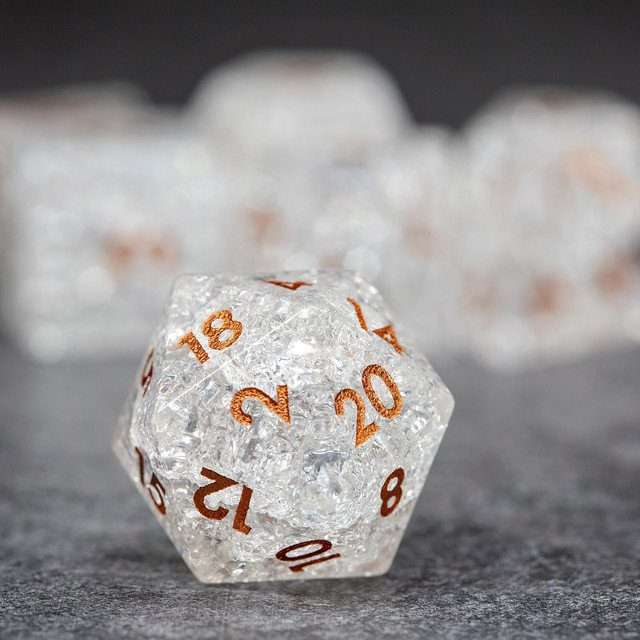 Sage's Kaleidoscopes Ice White Cracked Glass Gloss Finish Polyhedral Dice Set image 3