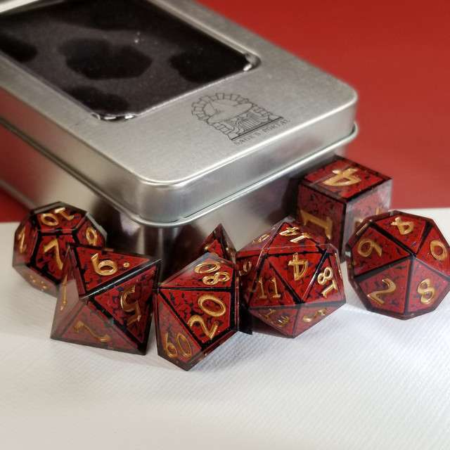 Sage's Arabesque Crimson Sharp Edge Resin Dice Set image 6