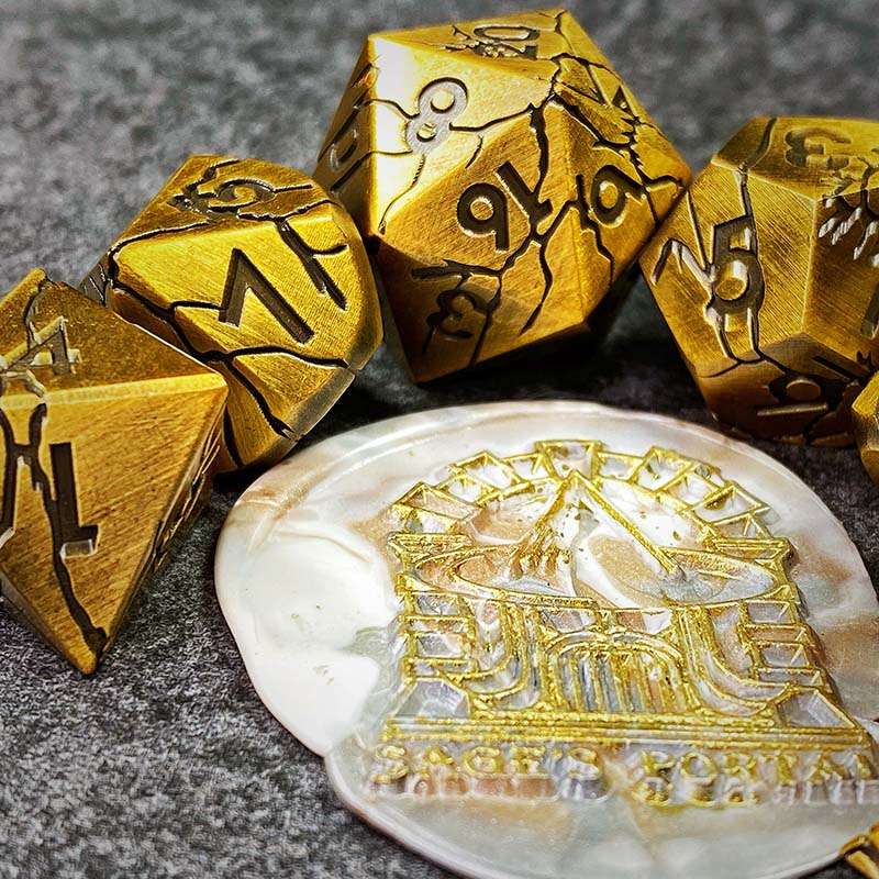 Sage's Relics of Antiquity - Burnished Gold Metal Polyhedral Dice image 9